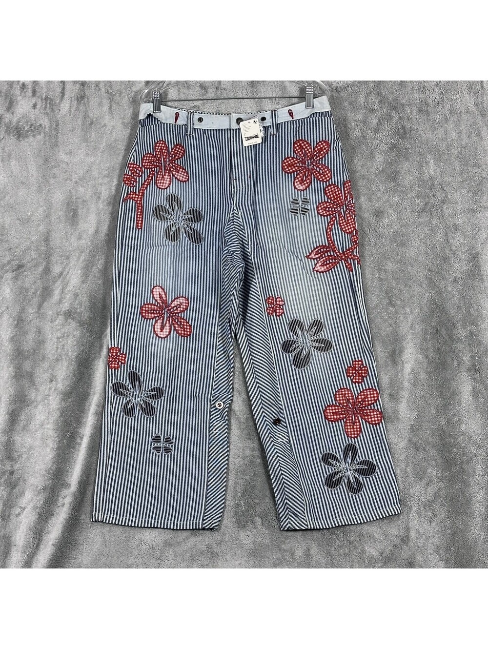 Free People Women’s 8 Hot Tropics Cuffed Harem Pants Railroad Floral And Stripes